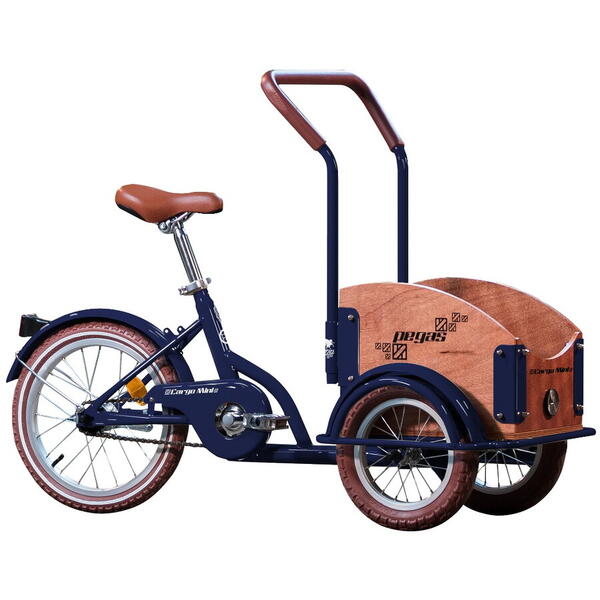 Pegas Bicicleta copii Mini Cargo, 1S, cadru otel 7inch, 1 viteza, roti F/S 12-16inch, albastru calator